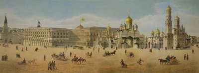 The Great Kremlin Palace and the Cathedrals of the Annunciation and of the Archangel, from a panorama of Moscow, engraved by Philippe Benoist and Aubrun, pub. by Lemercier, c.1840 by Dmitri Indieitzeff